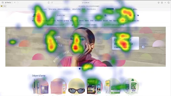 Attention heatmap over an e-commerce homepage